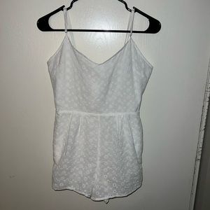 White Eyelet Romper w/ Pockets